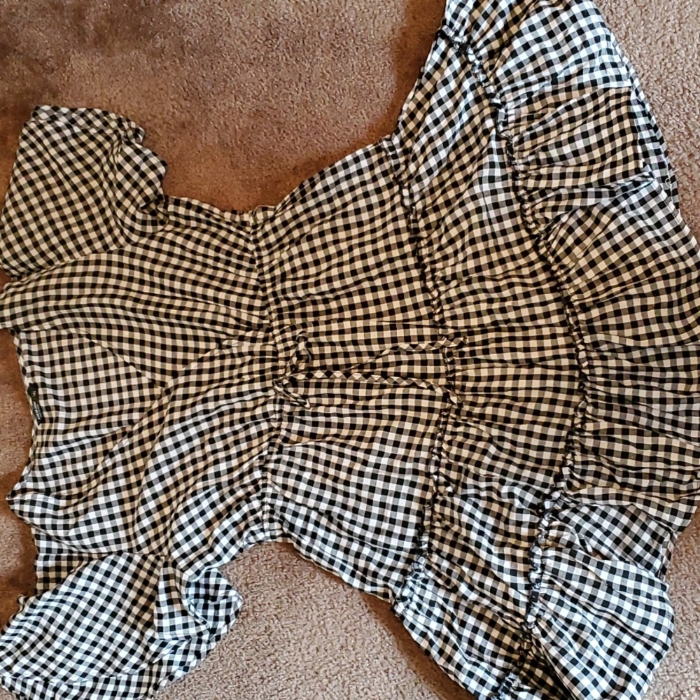 SHEIN CURVE BLACK & WHITE GINGHAM DRESS 1X